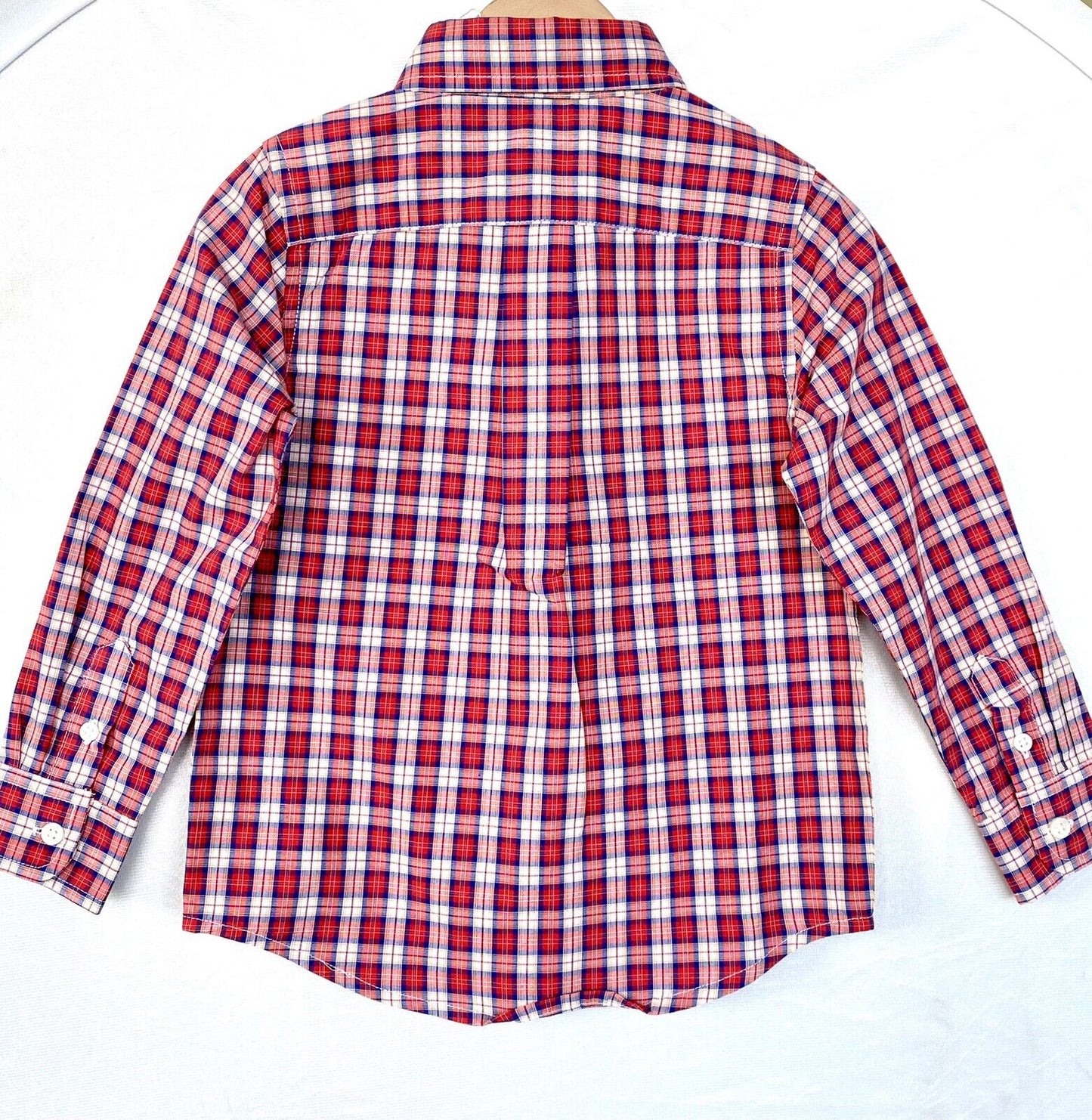 Janie And Jack Red And Blue Plaid LS Shirt Age 3 Retail $35 Price $25 NEW