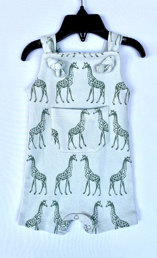 Kate Quinn 100% Organic Cotton Overall Shortie  Romper Retail $36 Price $28 0-3M
