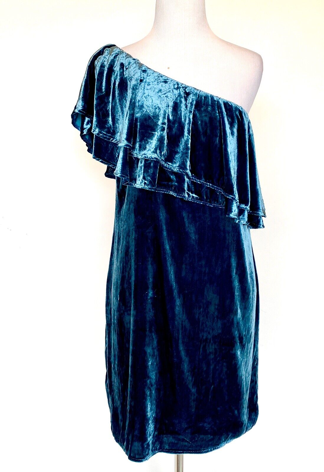 Teal One-Shoulder Velvet Dress Retail $129 Size XS  Price $32 NEW
