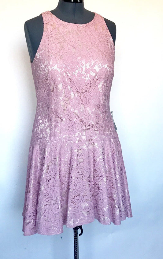 Eliza J Pink Lace Drop Waist Shift Dress NWT Retails $168 Price $69 Size 12