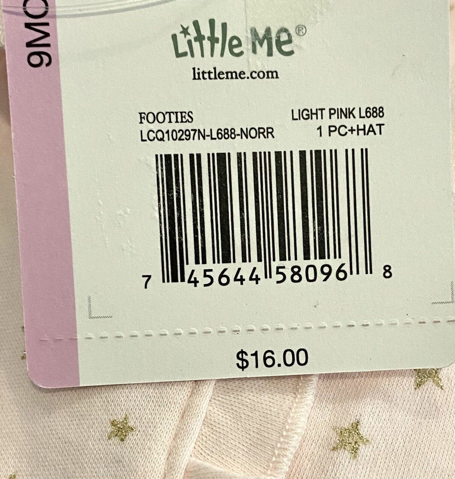 Little Me 2 Piece Bodysuit With Hat Pink Sparkle Stars 9 Months NWT Price $16