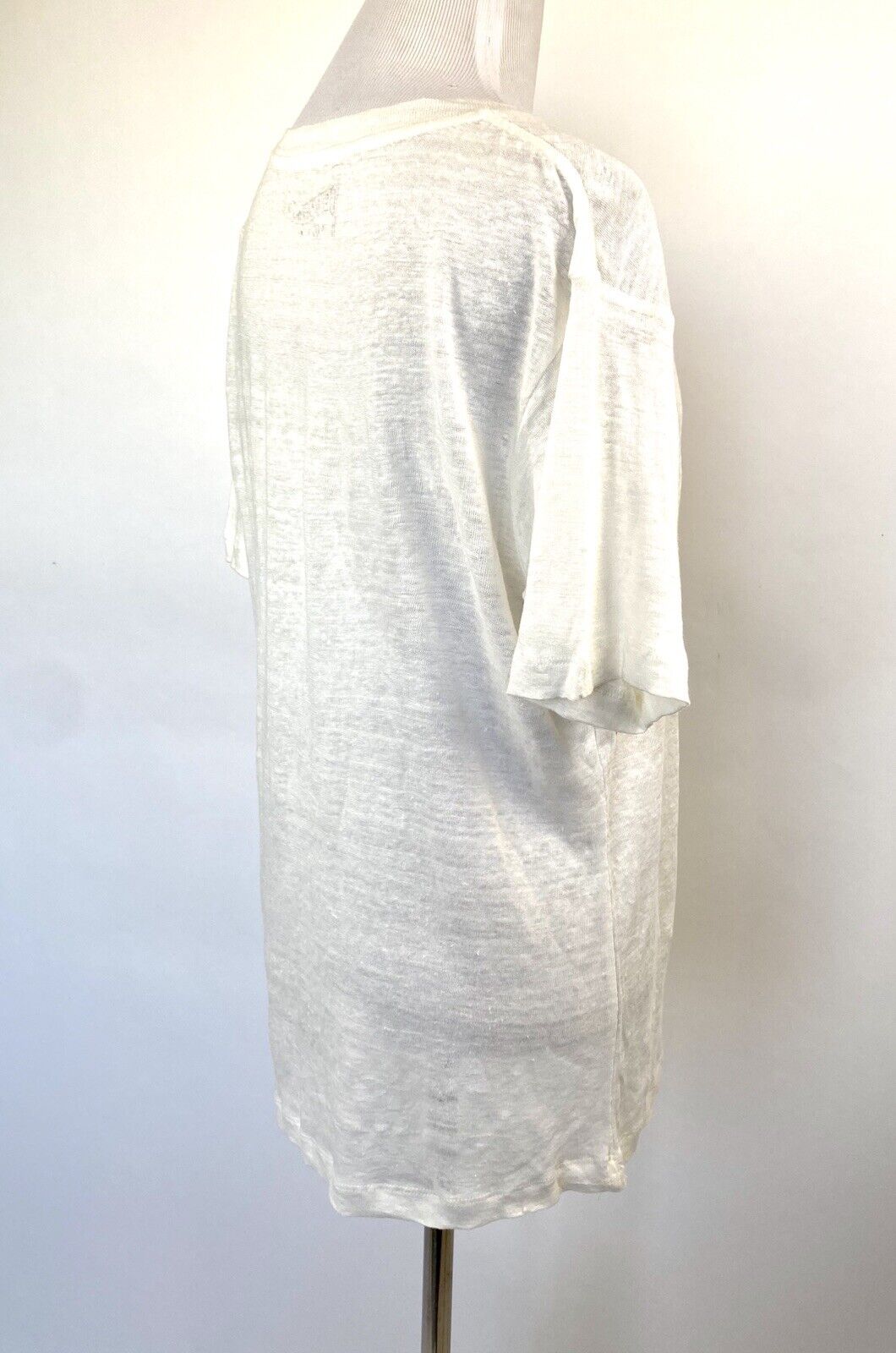 BannerDay Ivory Linen Embroidered T-Shirt Top S (2) Retail $172 Price $45 NWT