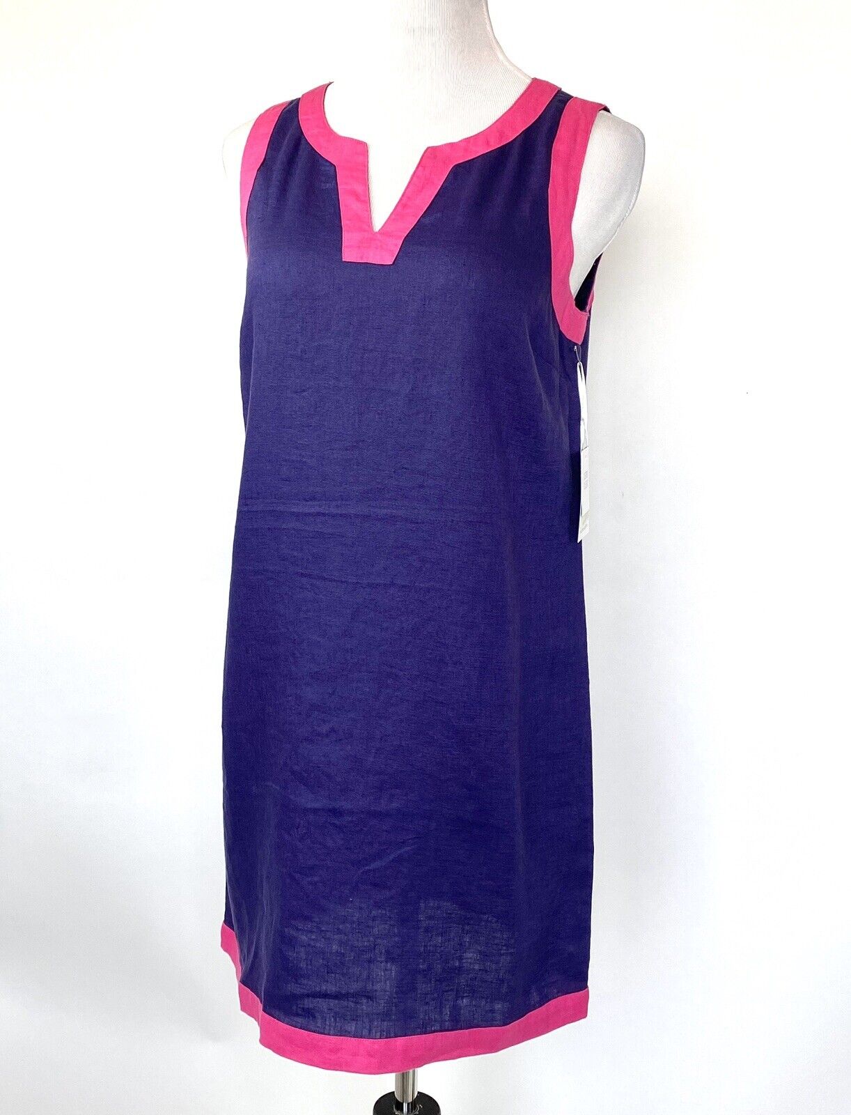 Sigrid Olsen 100% Linen Blue Sleeveless Dress. Retail $119 Price $55 Size S NWT