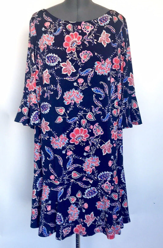 Eliza J Bell Sleeve Scoop Back Floral Dress Retail $128 Price $64 20W NWT