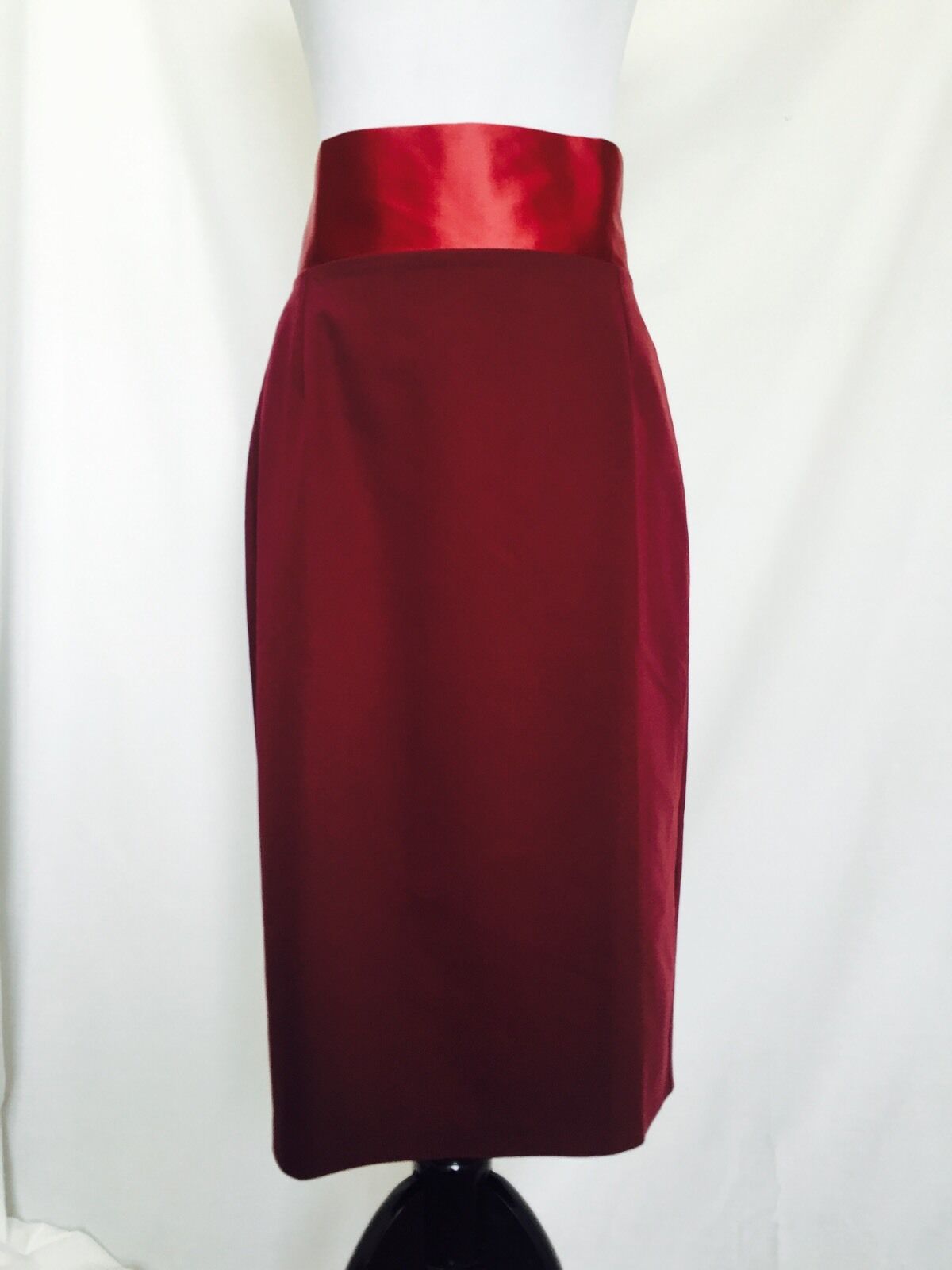 Figl Dark Red Skirt With Lighter Silky Waistband NWT  Size L Price $26