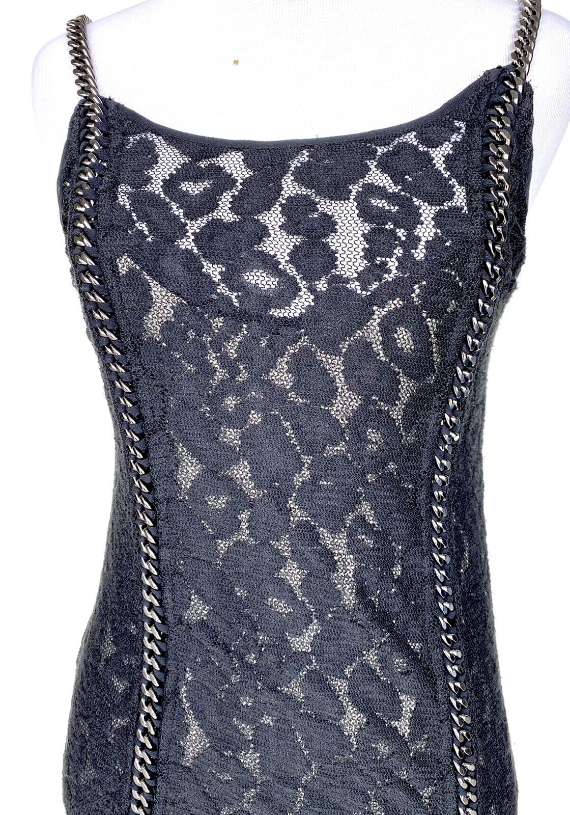 Allsaints Black Asha Chain & Lace Dress Size 0 Retails $505 Price $169 NWT