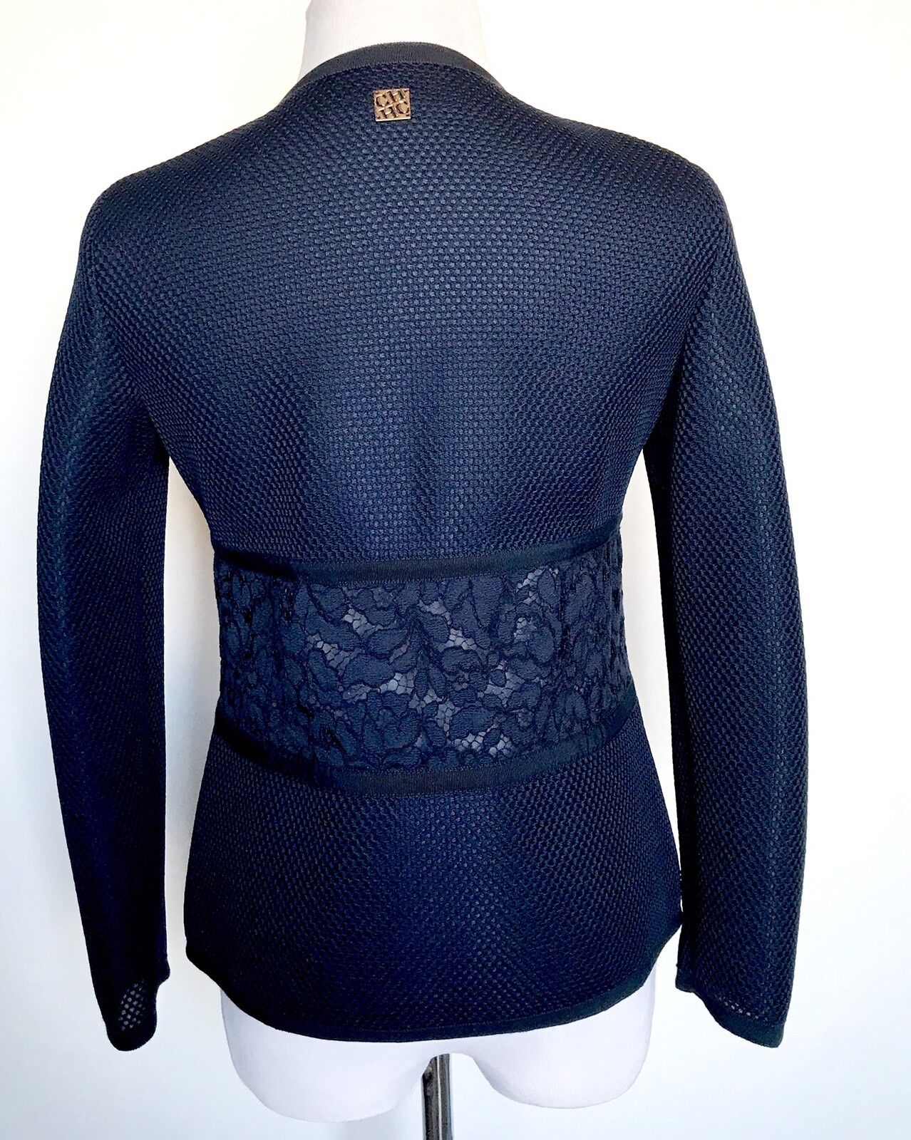 Carolina Herrera Navy Blue Lace Waist Jacket Retail $745 NWT Price $345 Size XS