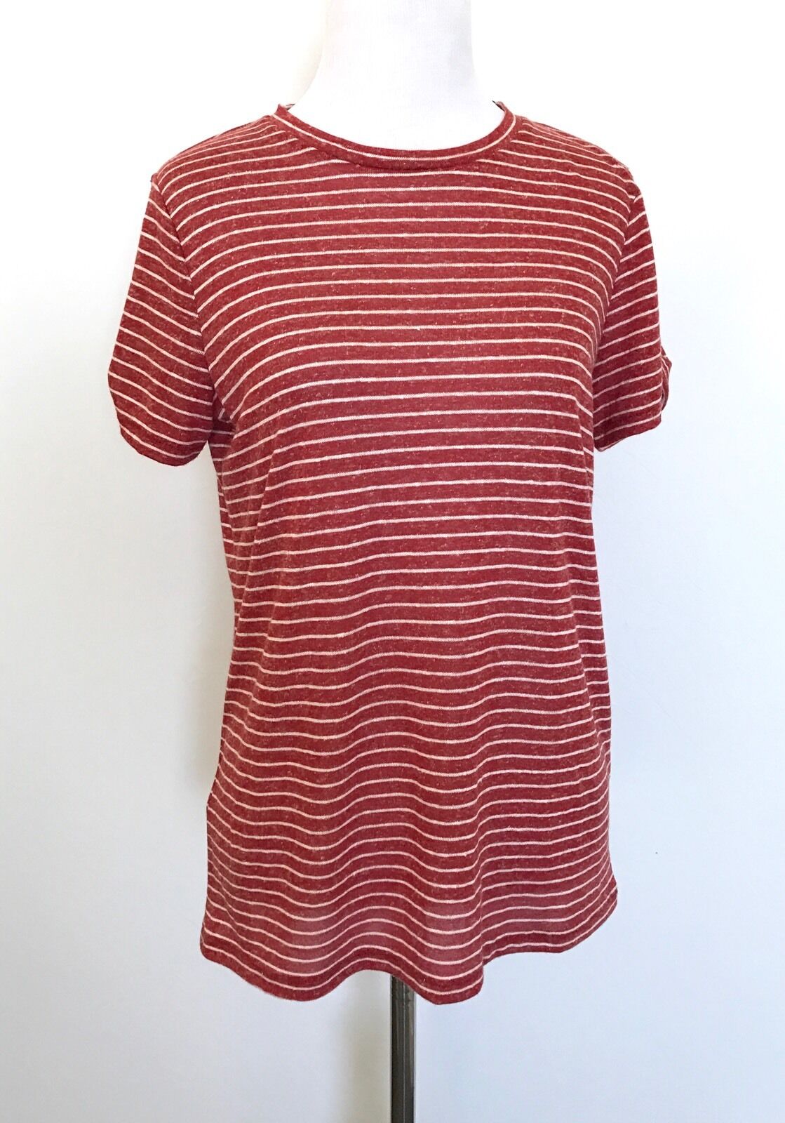 AllSaints Mazzy Red Stripe Linen Mix Tee NWT Retail $65 Price $35 Size S