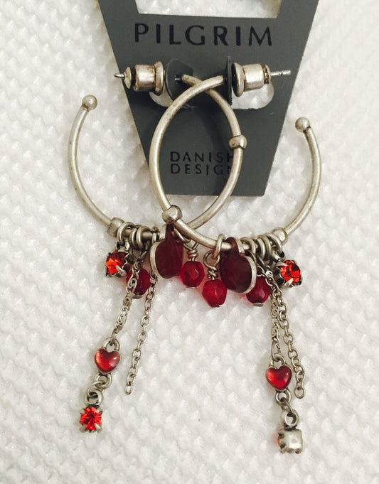 Pilgrim Jewelry Swarovski Crystal  Sterling silver Plated Hoop Earrings $13.95