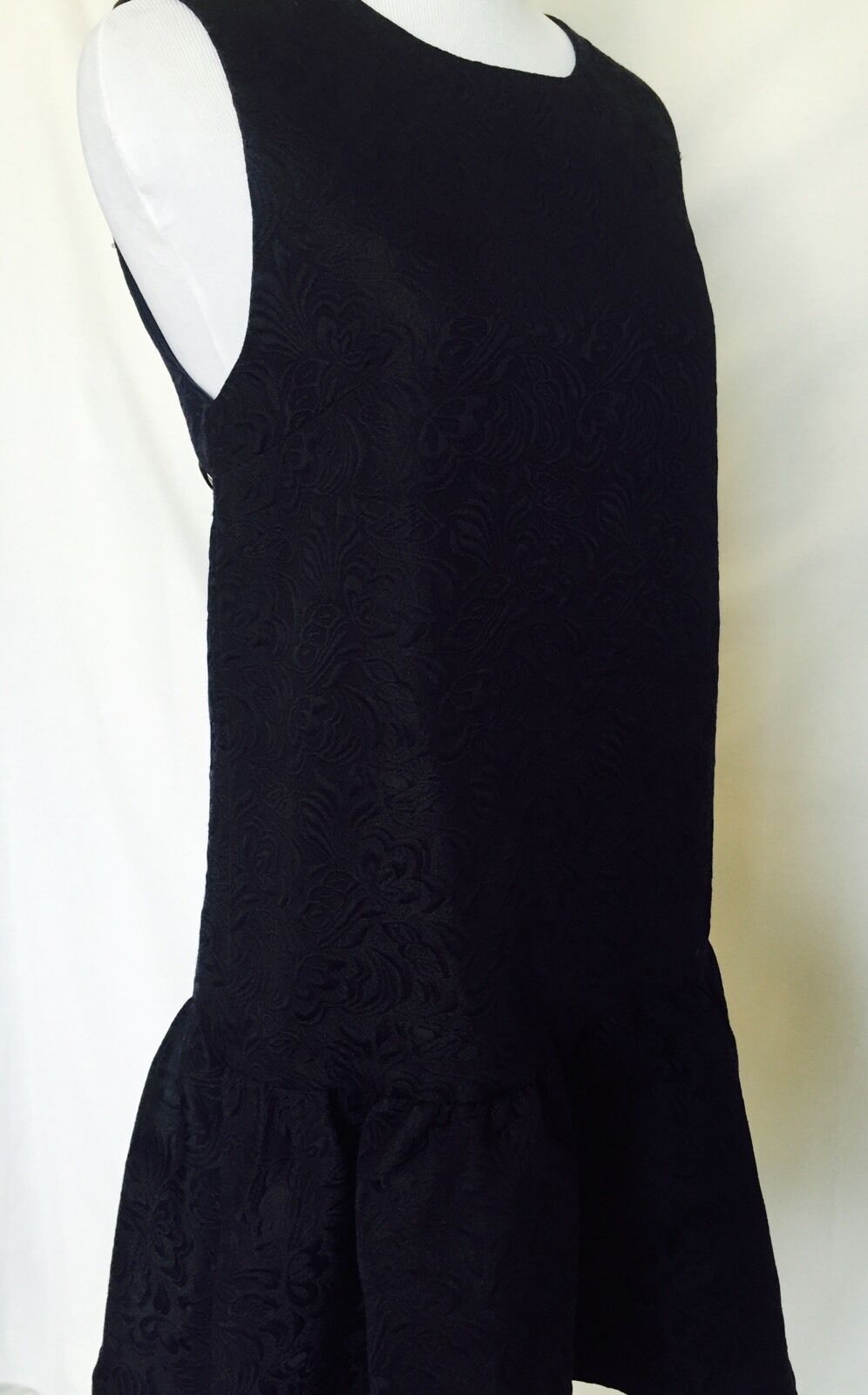 SALE Tavi Clothing Dark Blue Damask Dress. Ruffle Hem Size M $22