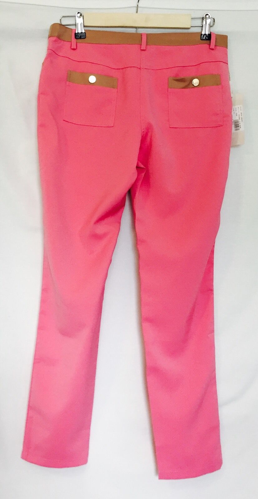 Carla Giannini Gold Italian Designer cropped tapered pink Pants NWT size M $25