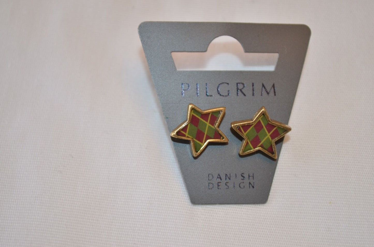 Pilgrim Danish Design 16 carat gold plated  enamel star earrings .Price $9.50