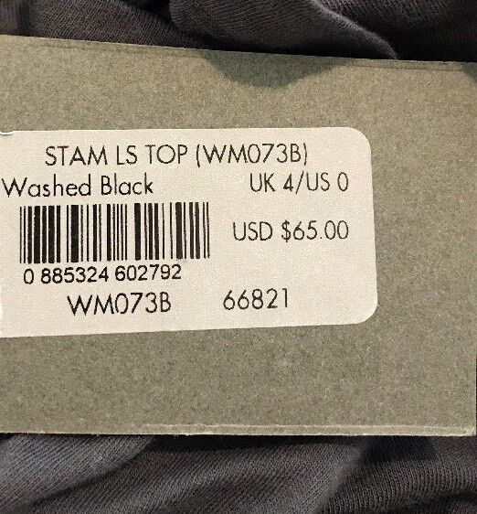 AllSaints Stam LS Top. Washed Black NWT Retail $65 Price $39 Size 0 All Saints