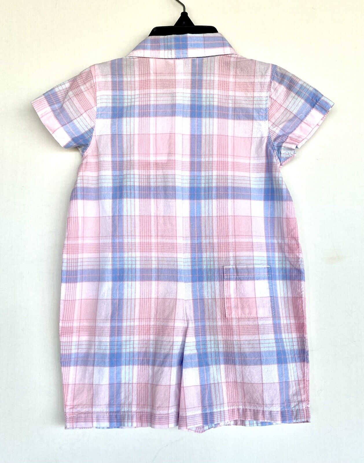 Janie And Jack Blue Pink Check Cotton Romper 3-6 M NWT Retail $42 Price $35