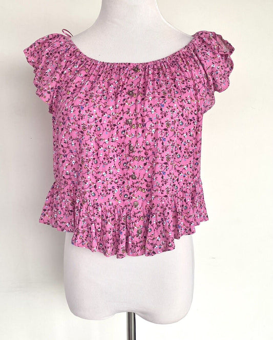 En Creme Pink Floral Boho Off Shoulder Top. Rwtails $58 Price $26 NWT Size S