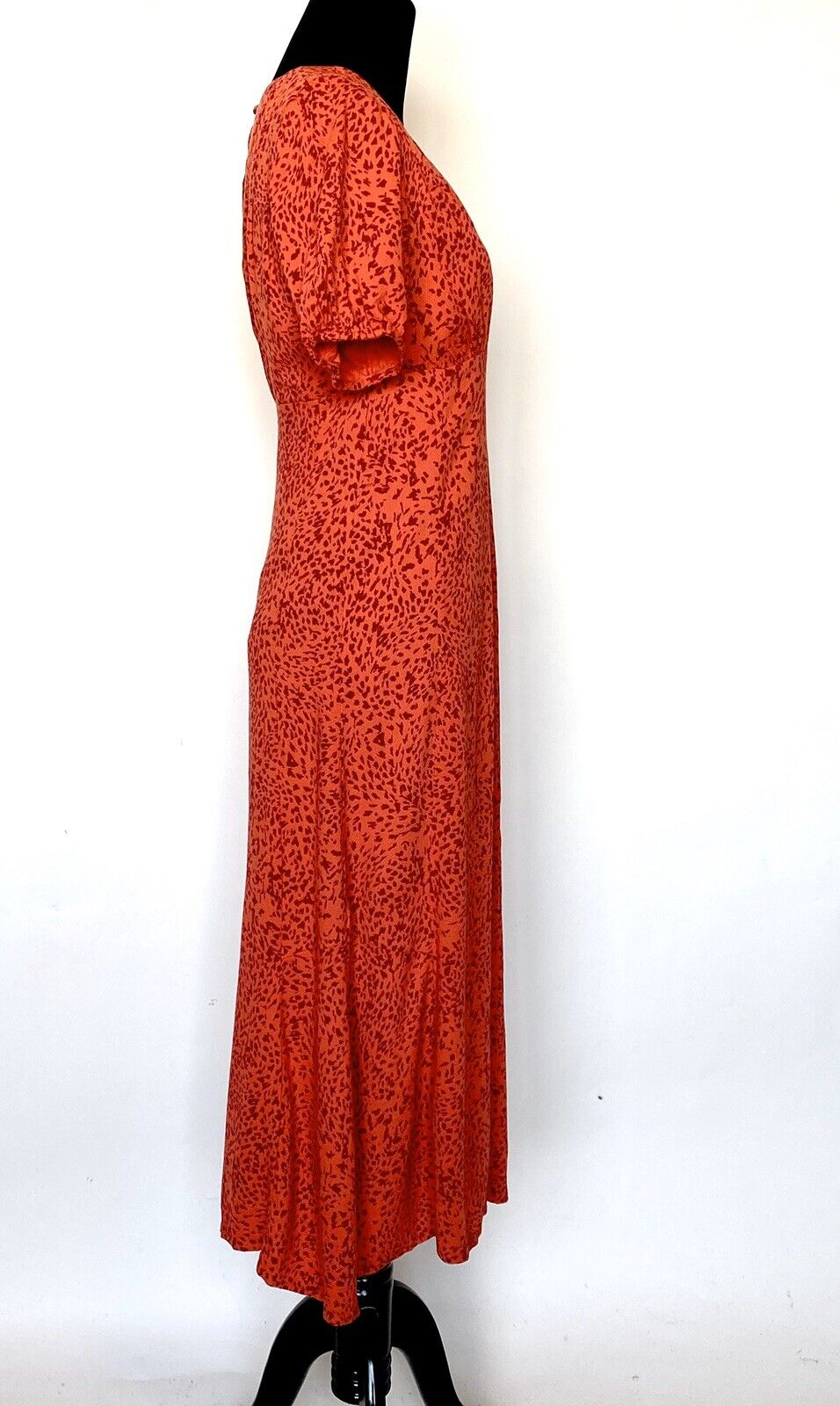 Free People Flame Red Boho Midi Dress Leopard Sz 0 Retail $168 Price $89 NWT