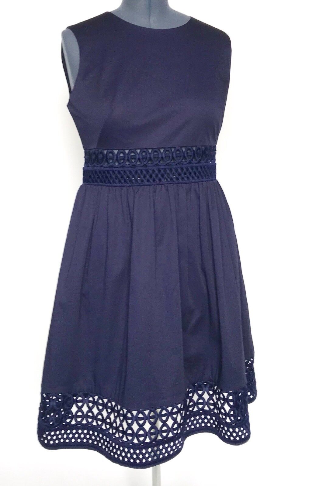 Ted Baker Blue Lace High Waist Cutout Dress Size 12 Retail $309 Price $136 NWT