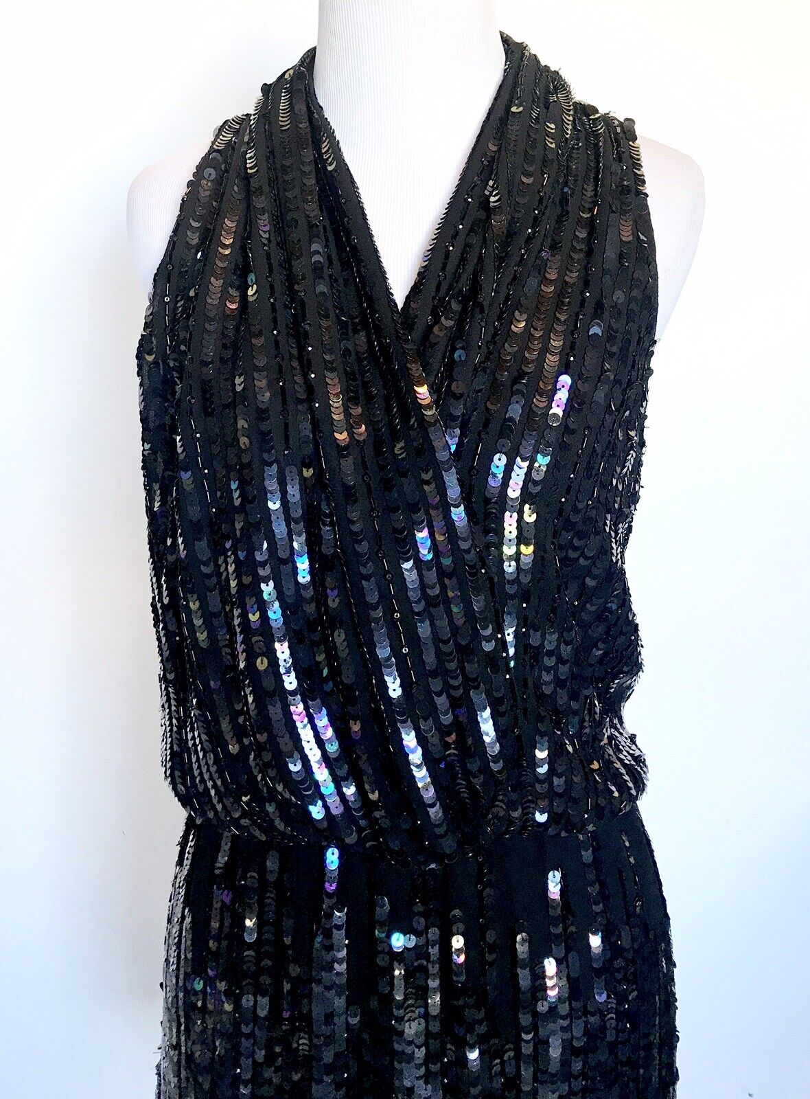 Parker Black Prom Party Sequined Cocktail Dress XS Retails 495 Price $128 NWT