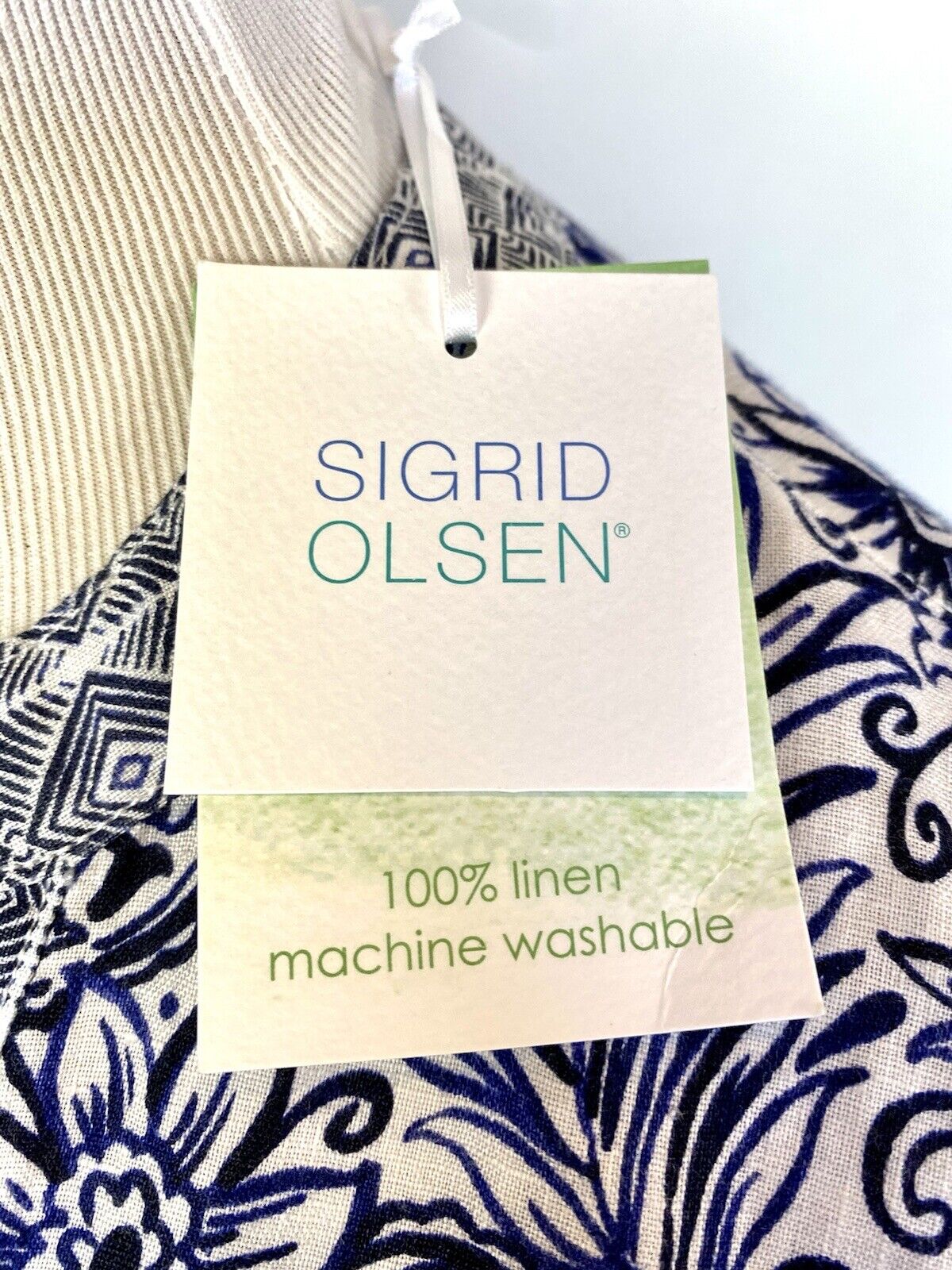 Sigrid Olsen 100% Linen Blue Paisley tunic top. Retail $79 Price $47 Size S NWT