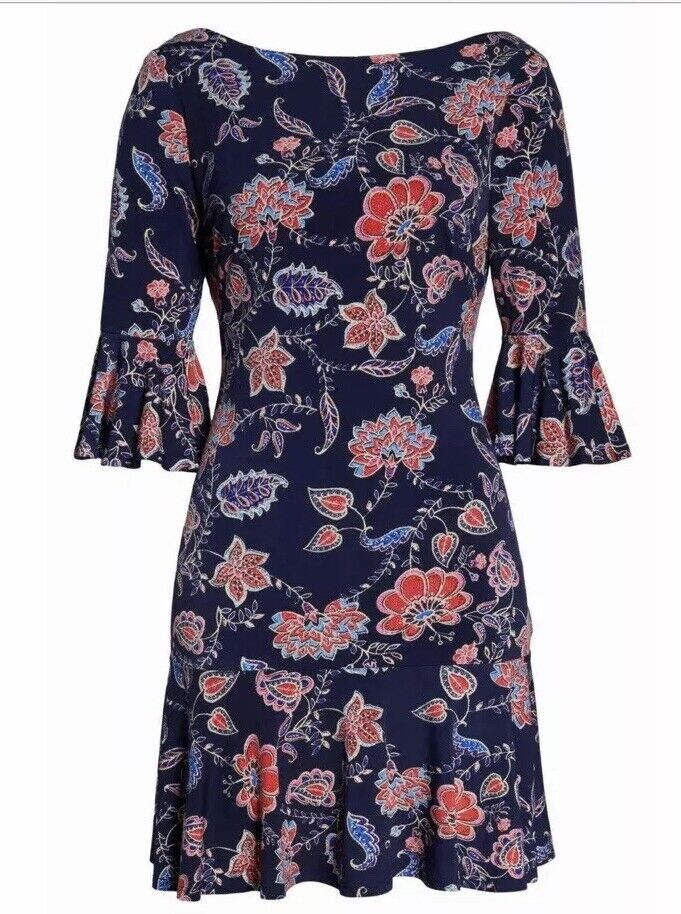 Eliza J Bell Sleeve Scoop Back Floral Dress Retail $128 Price $59 Size 2P NWT