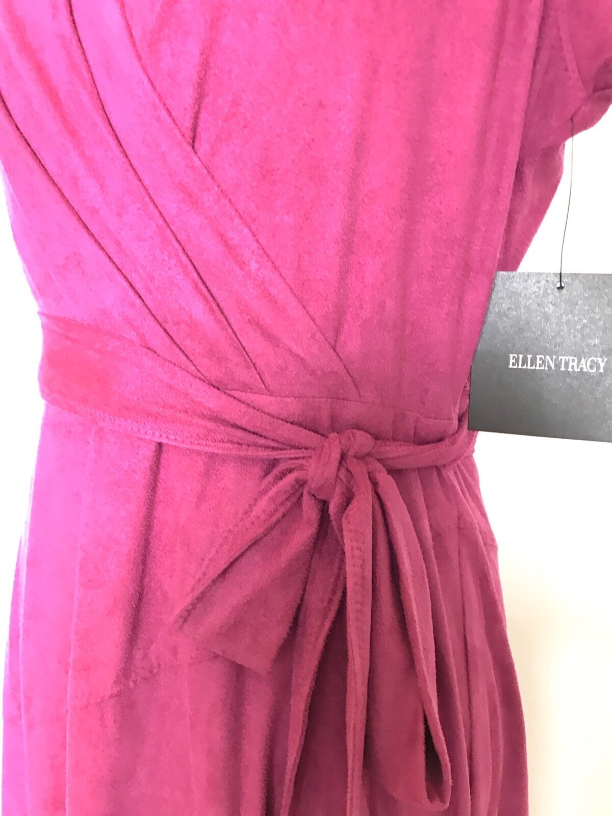 Ellen Tracy Faux Suede Dark Pink Wrap Dress. NWT Size 2 Retail $128 Price $39