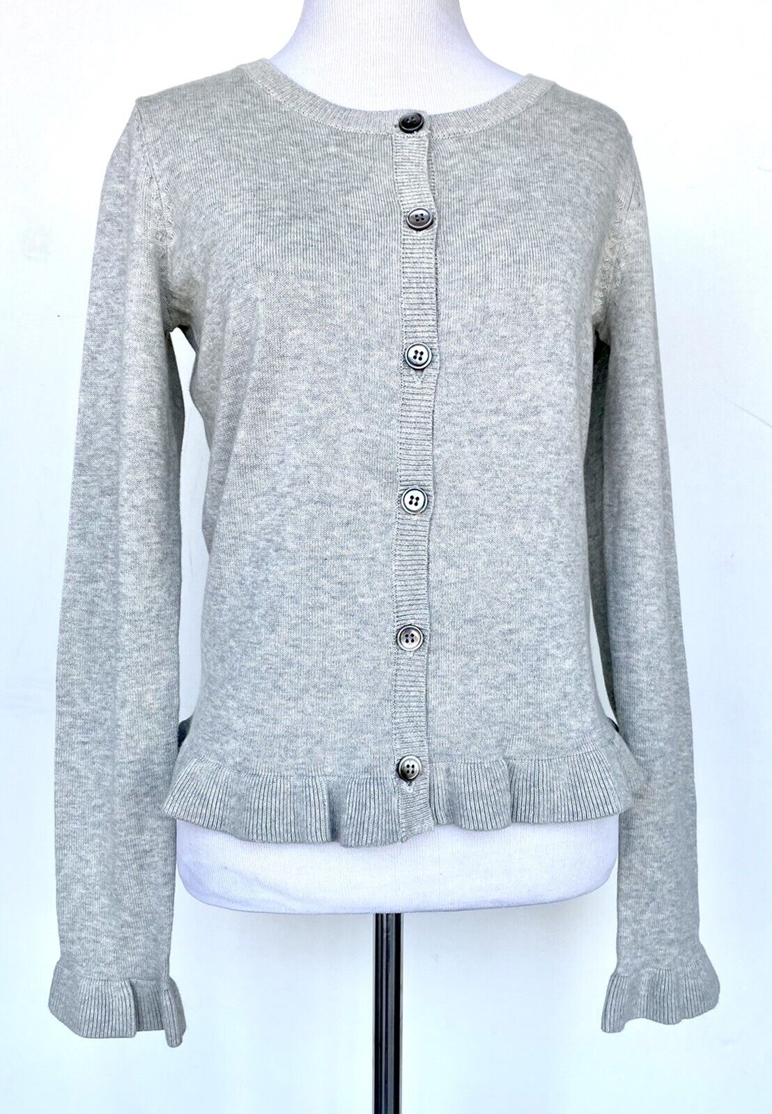 Sundance Ruffle Hem Cardigan Retails $138 Price $55 NWT XS Velvet Ribbon Trim