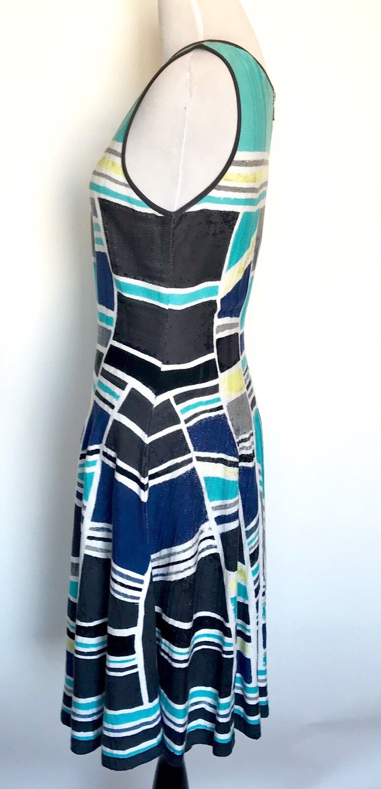 Nic + Zoe Blue Grey & White Knit Dress. NWT Petite S Retail $220 Price $79