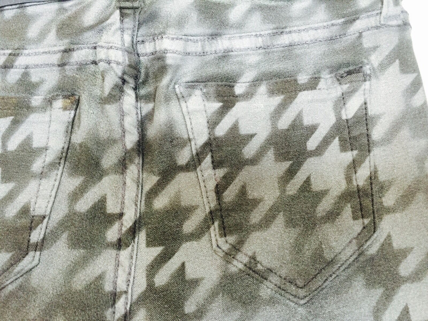 BLEULAB Reversible jean / houndstooth Design Cutoff Shorts Retail$198 $34