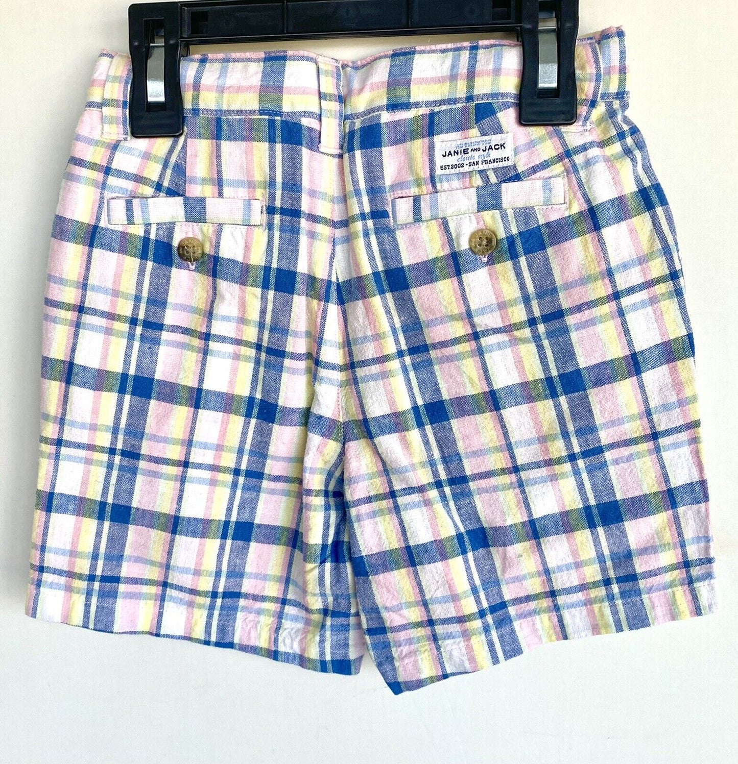 Janie And Jack Blue Check Cotton Linen Shorts Age 3 NWT Retail $39 Price $29