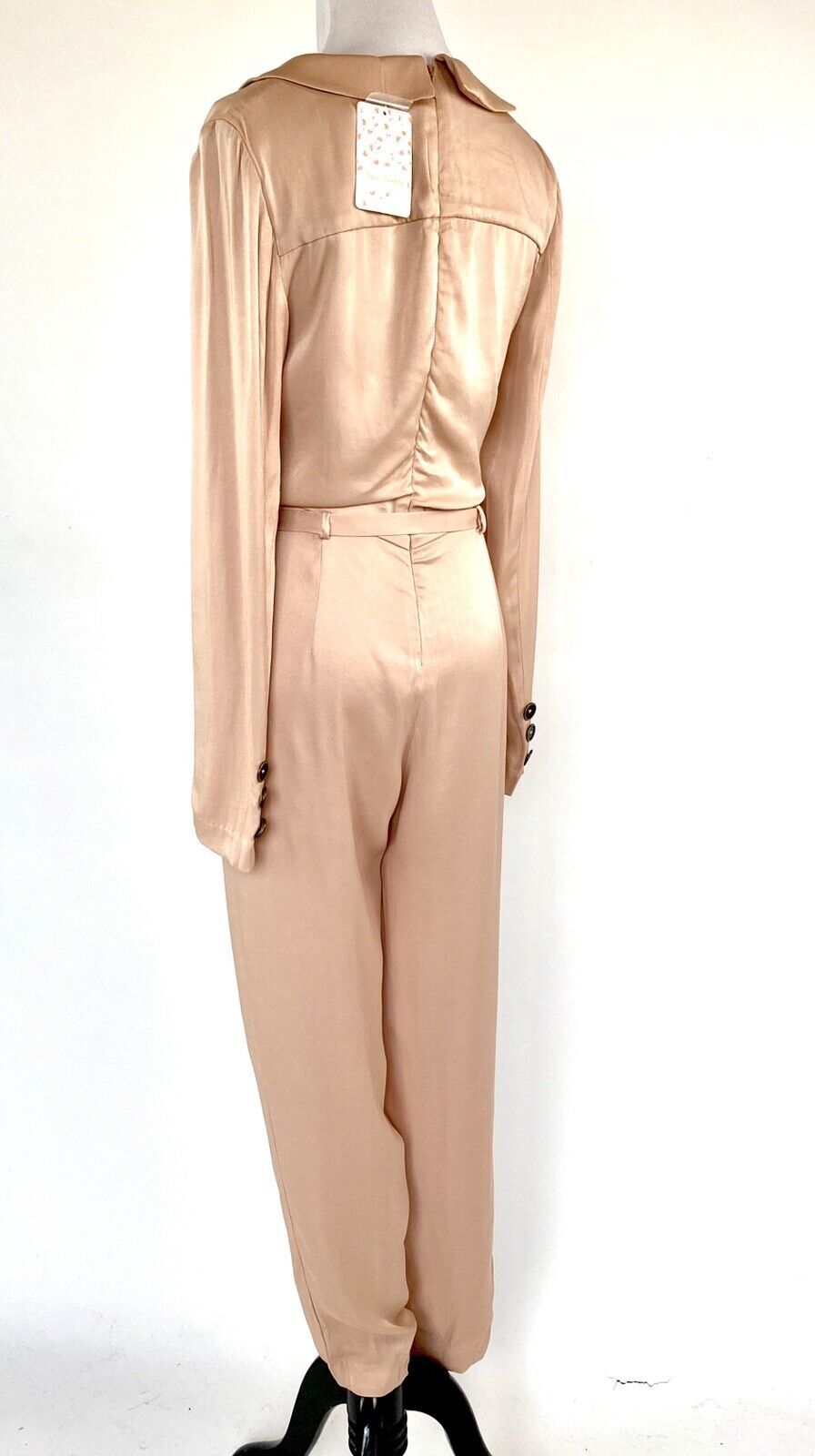 Free People Nude Mystic Tan Silky Jumpsuit. Sz 0 Retail $300 Price $98 NWT