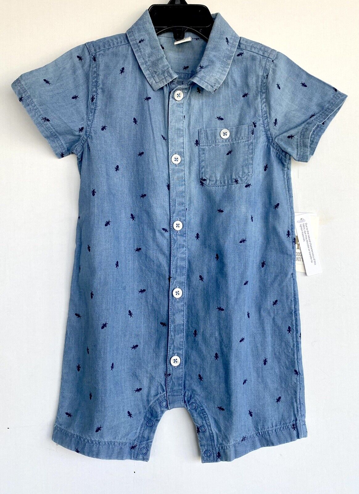 Tucker + Tate NWT Bug Chambray Blue Romper Retail $35 Price $29 18M