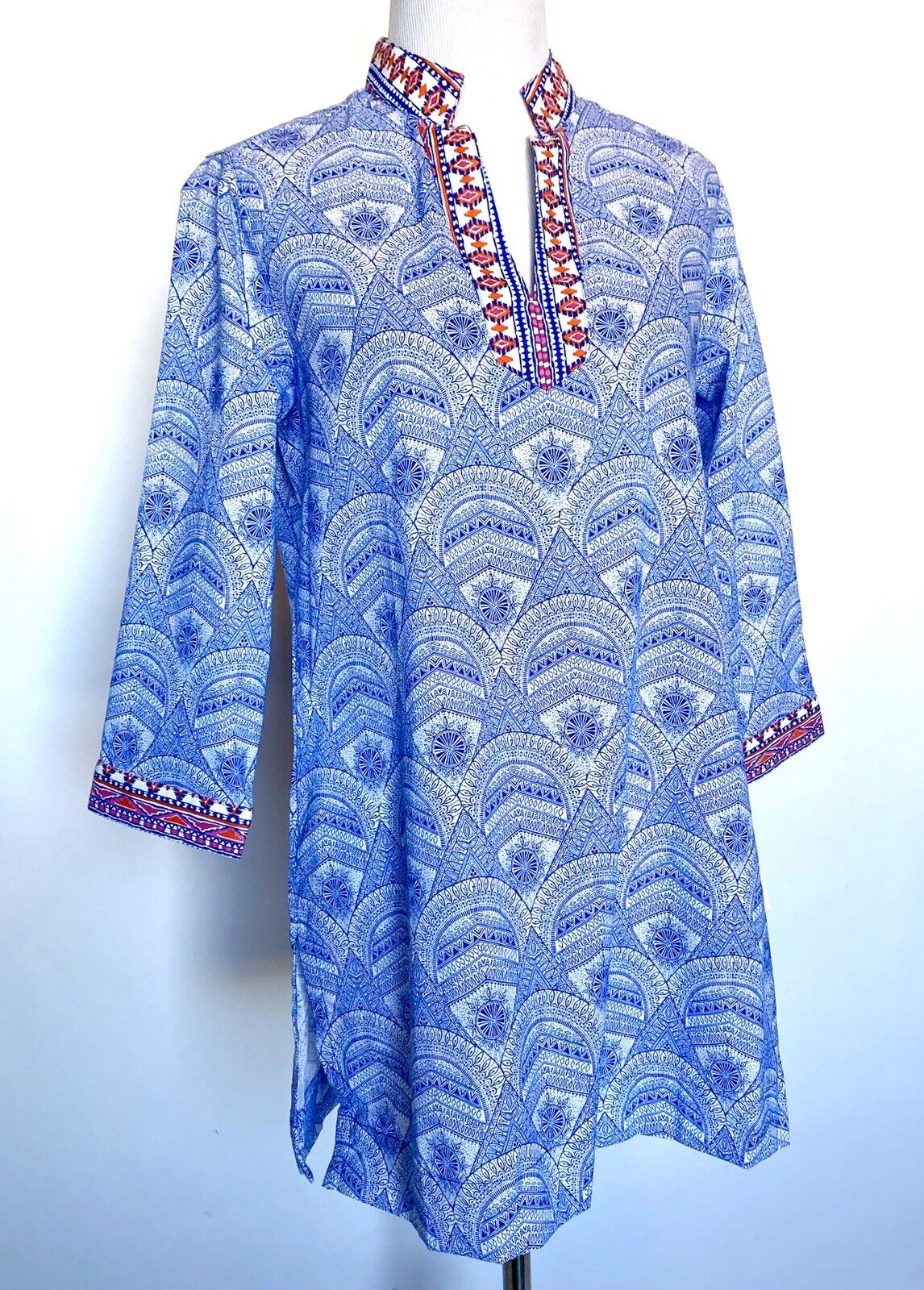 Blue Beach 3/4 Sleeve Tunic Retail $89 Price $29 NWT Sz 2 Cotton