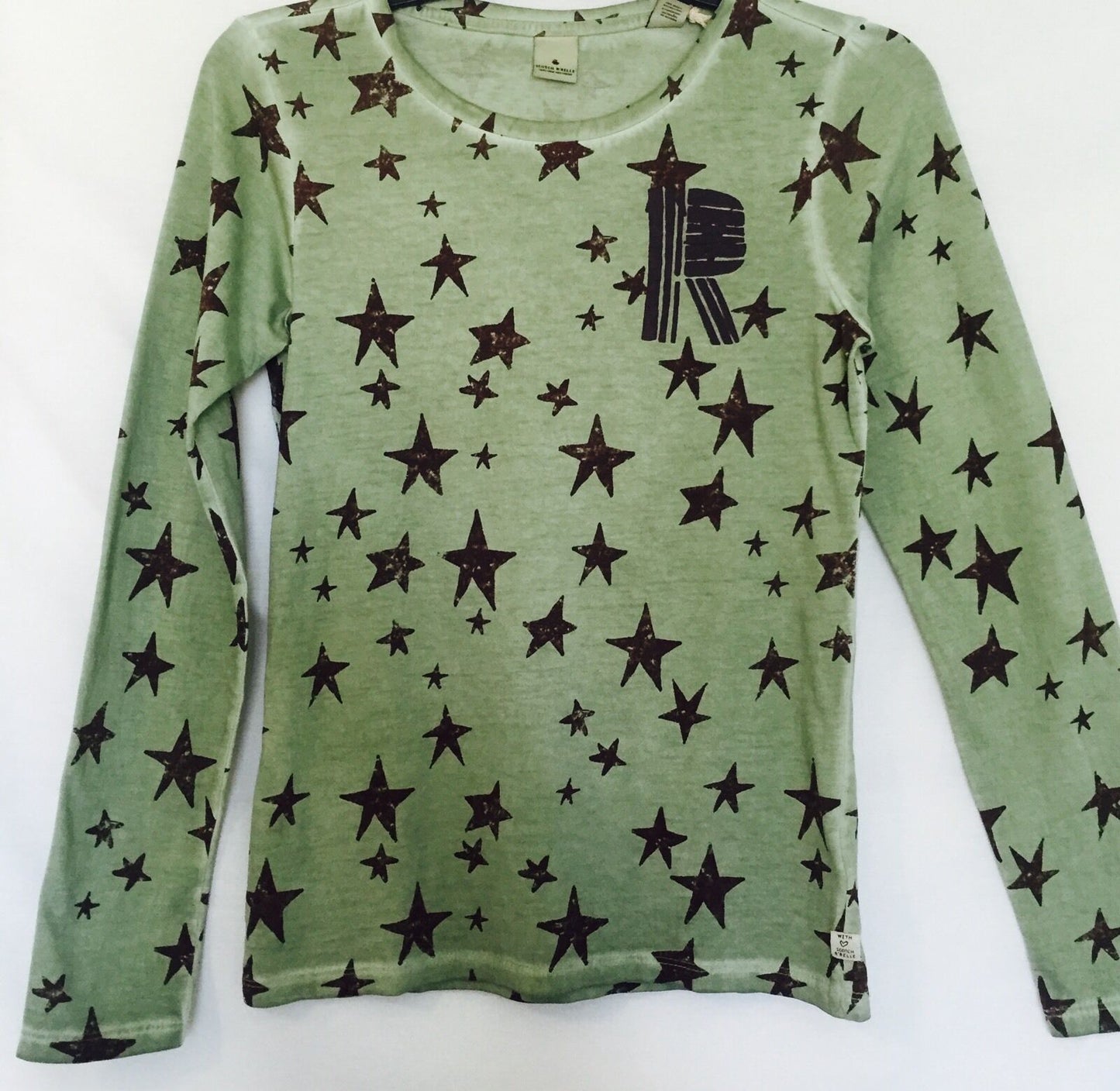 Scotch R'Belle Green Distressed Wash Star Shirt.NWT Age 12 Retail $46 Price $26