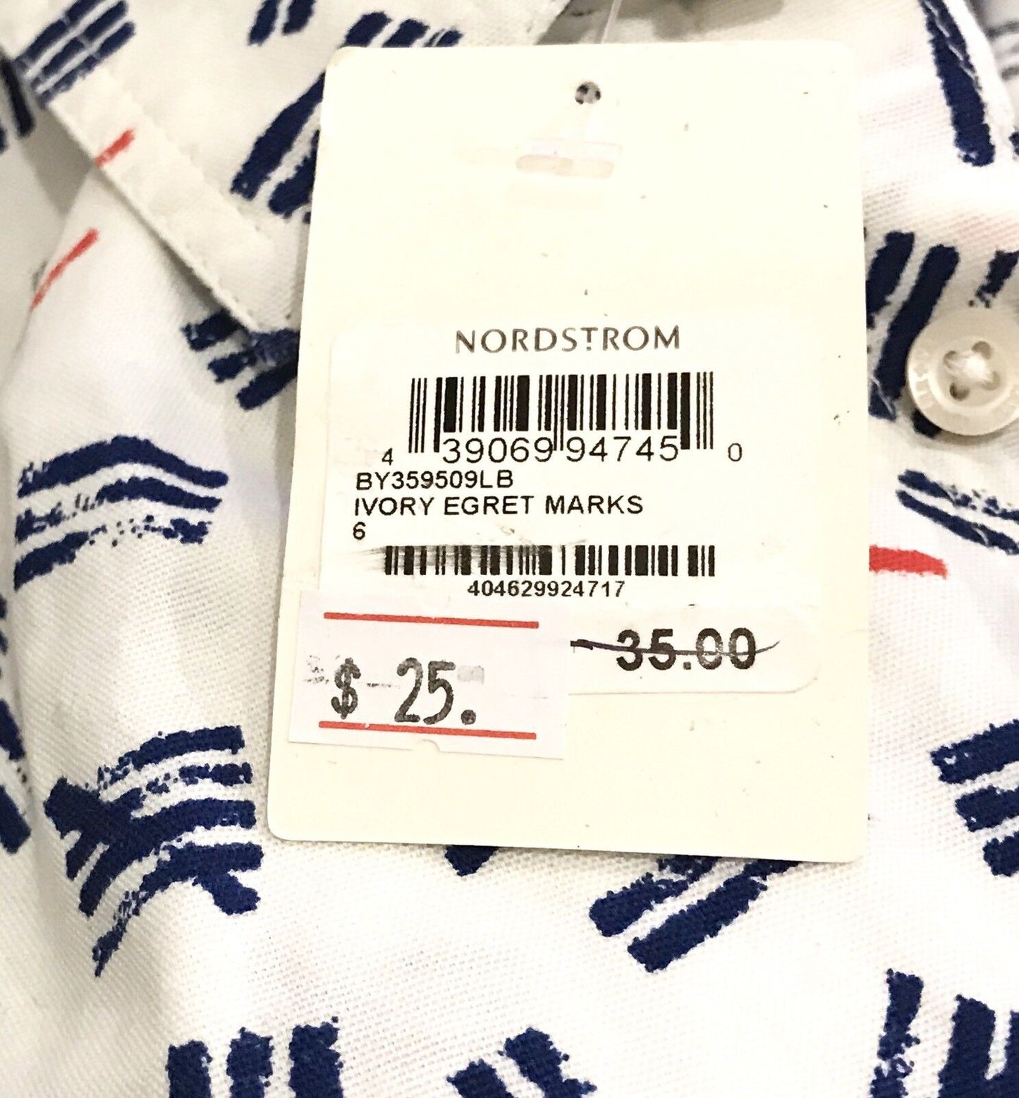 Tucker + Tate  Ivory Blue Number Marks Shirt  Retail $35 Price $25  Age 6 NWT