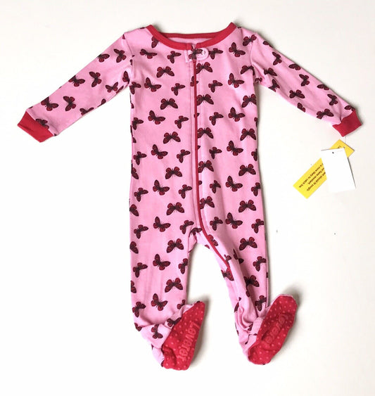 Leveret Baby Girls Pink & Red Footed Butterfly Sleepsuit 6-12 M Price $14 NWT