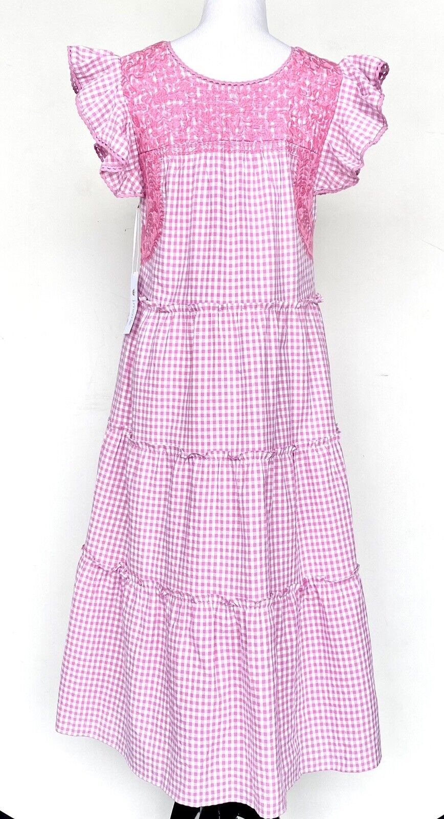 J Marie embroidered Genevieve MIDI Dress size XS Retail $140 Price $75 Gingham