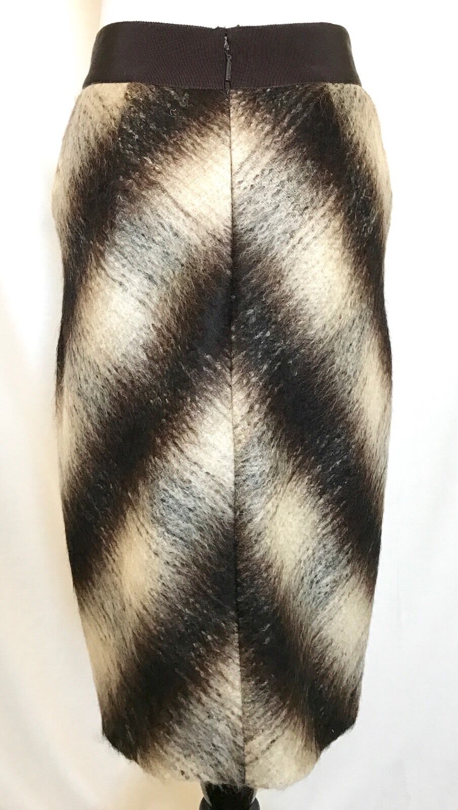 Carolina Herrera Mohair Skirt Brown & Cream NWT Retail $540 Price $225 Size 4