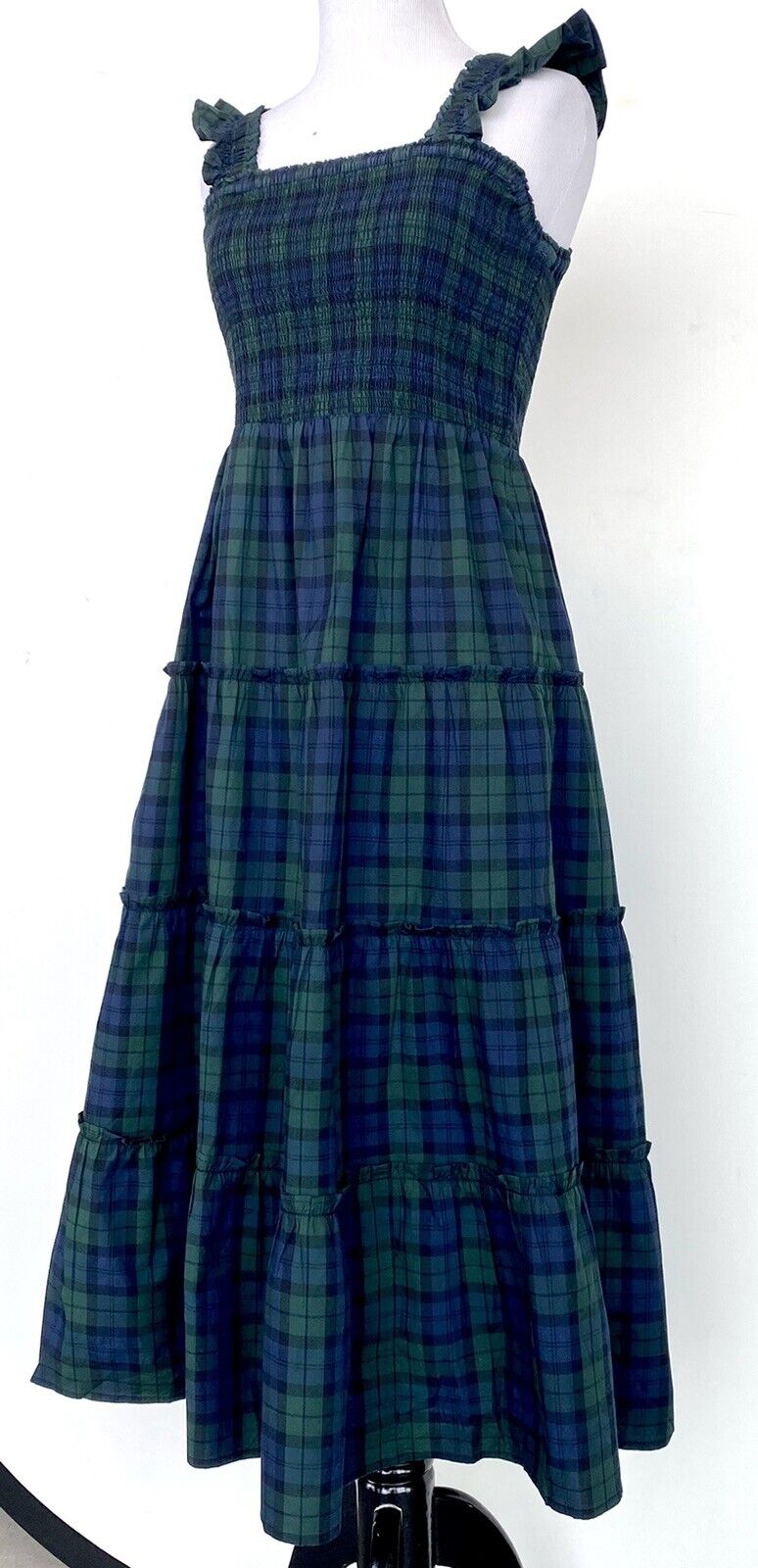 J.Crew Tartan Plaid Smocked Bodice Size XS Retail $128 Price $69 Cotton Poplin