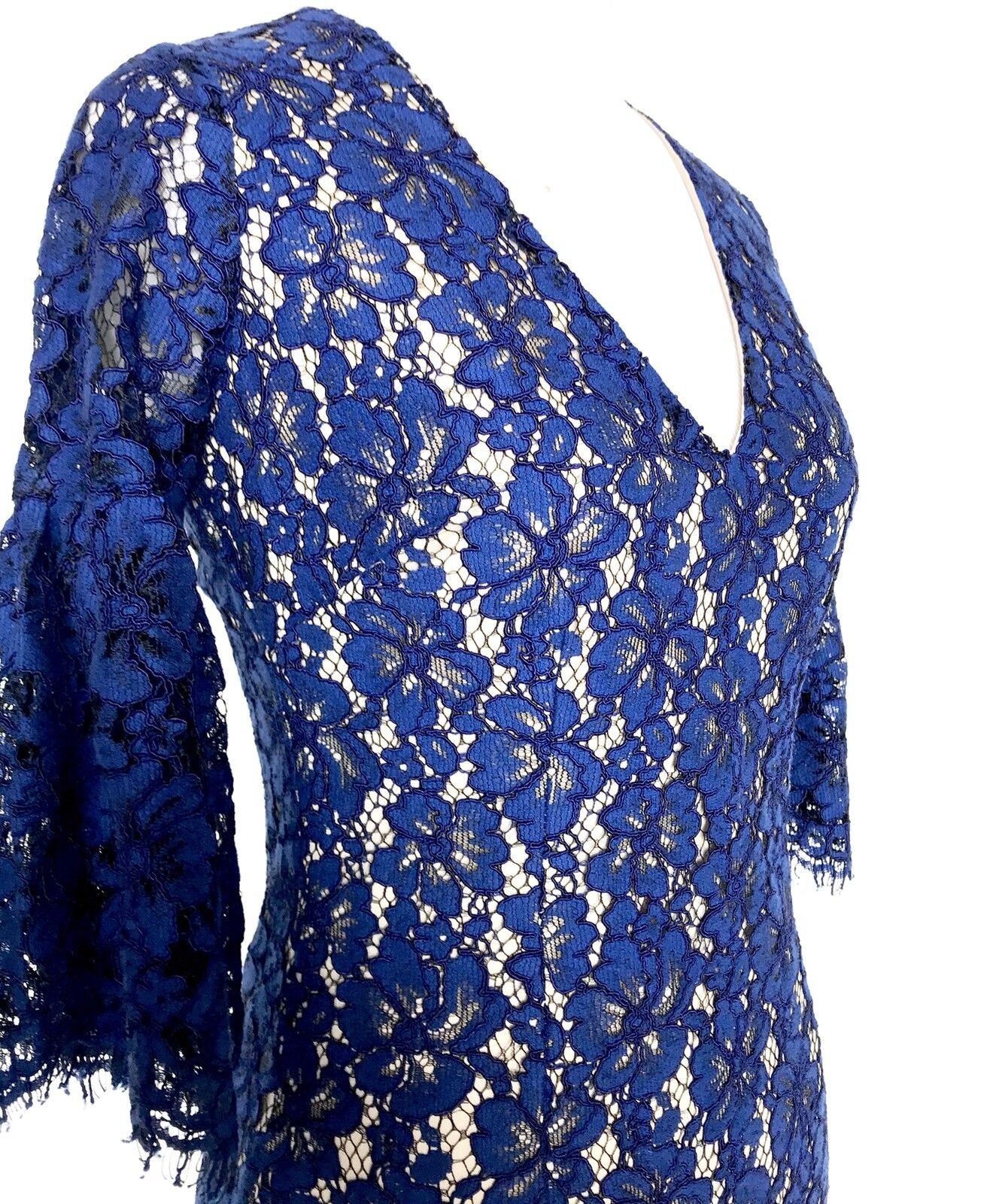 Alexia Admor Blue Lace Dress. Ruffle Bell Sleeve. Retail $265. Price $125 XS NWT