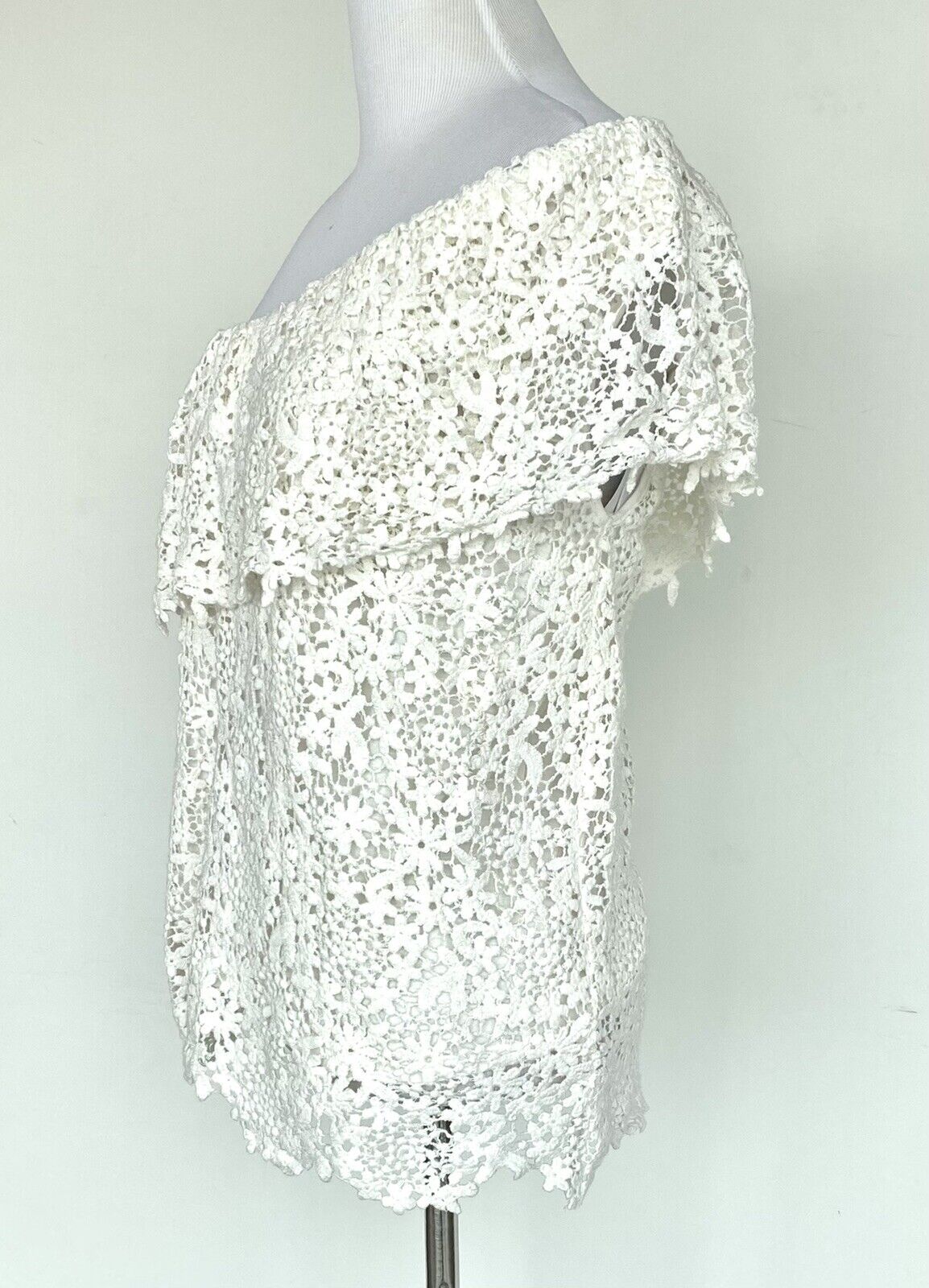 VELVET Graham & Spencer One Shoulder Crochet Top Retail $139 Price $39 S