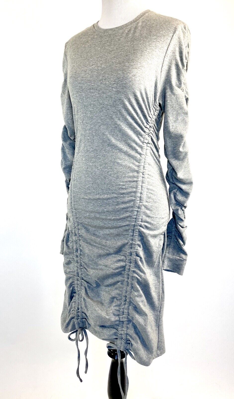 Kendall + Kylie Grey Ruched LS Stretch Dress S Retail $118 Price $72