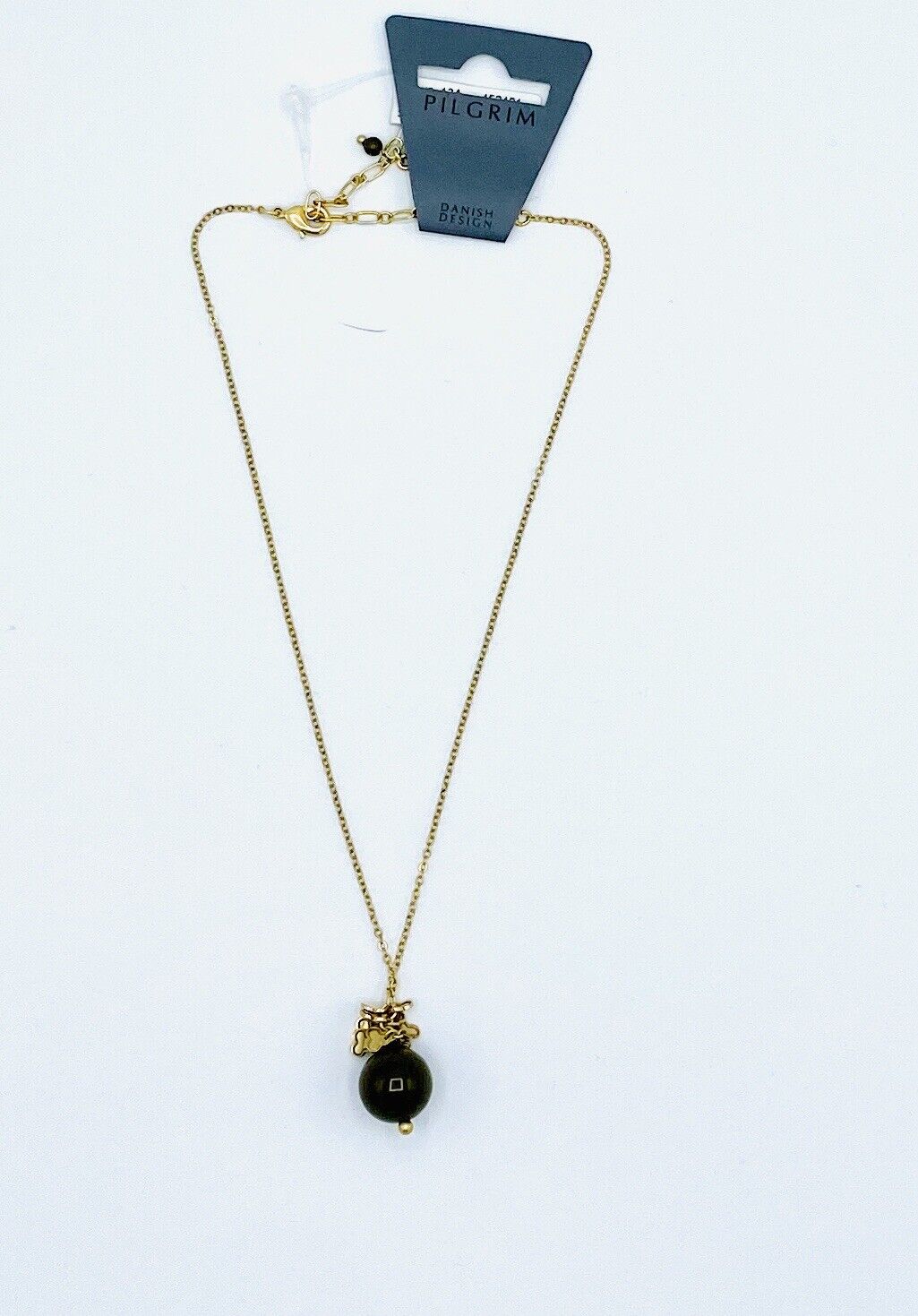 Pilgrim Bead Gem Necklace In Olive Green. 14 Carat Gold Plate Price $14  NWT