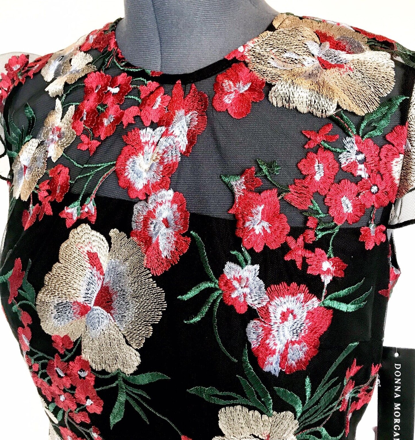 Donna Morgan Floral Embroidered Dress size 12 Retail $158 Price $76 NWT