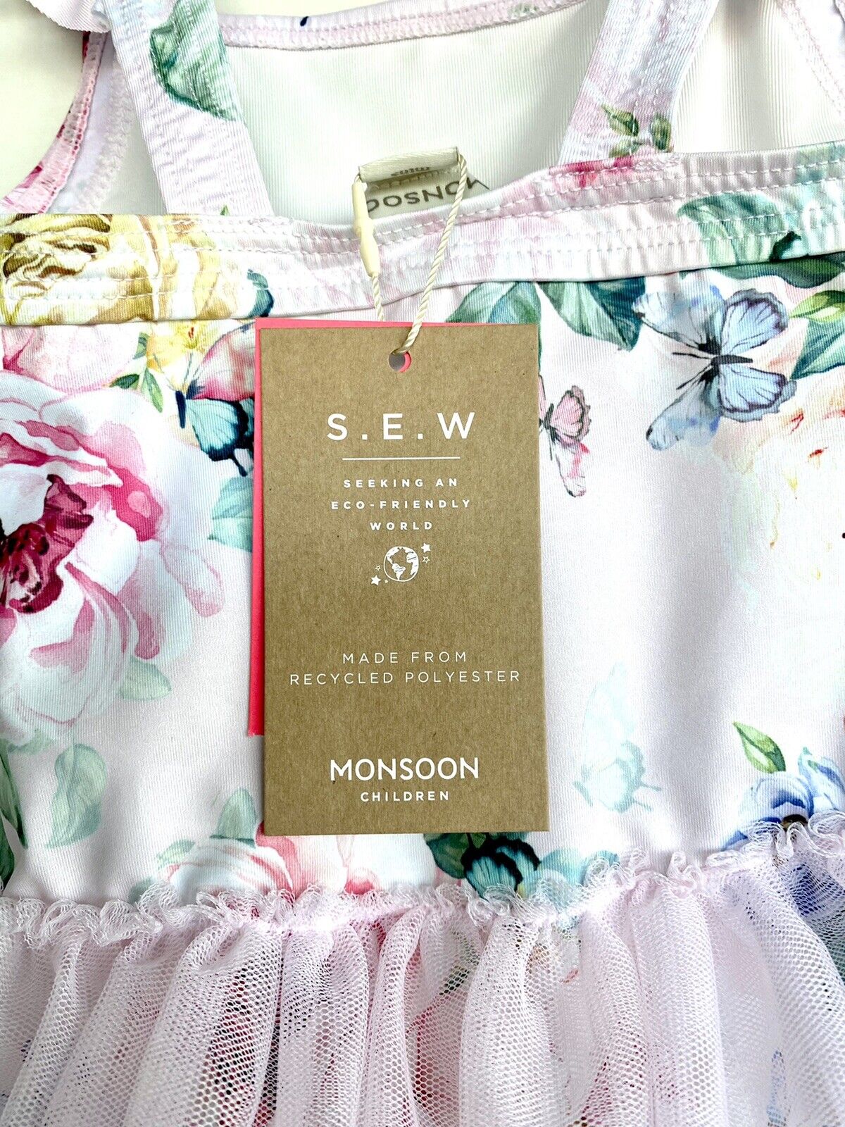 Monsoon London Floral Print Ruffle Tulle Skirt Swimsuit 12-18 M Price $28 NWT