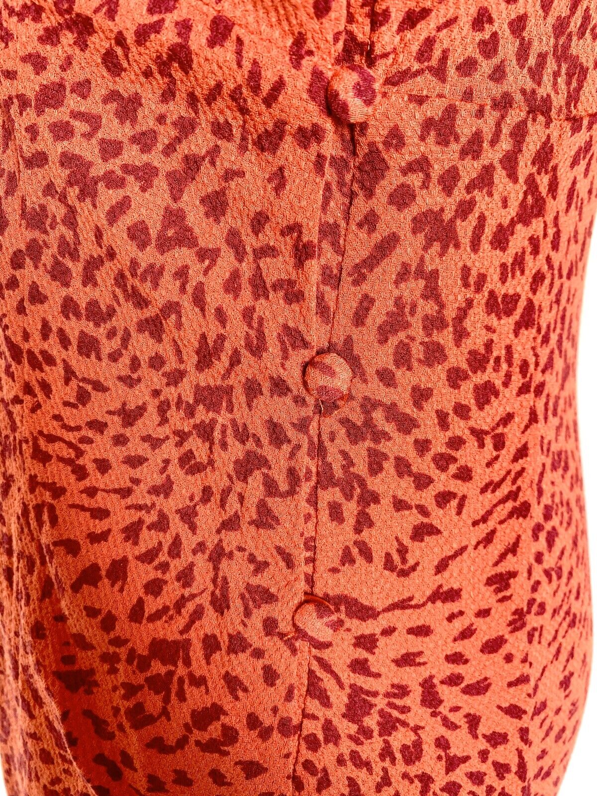 Free People Flame Red Boho Midi Dress Leopard Sz 0 Retail $168 Price $89 NWT