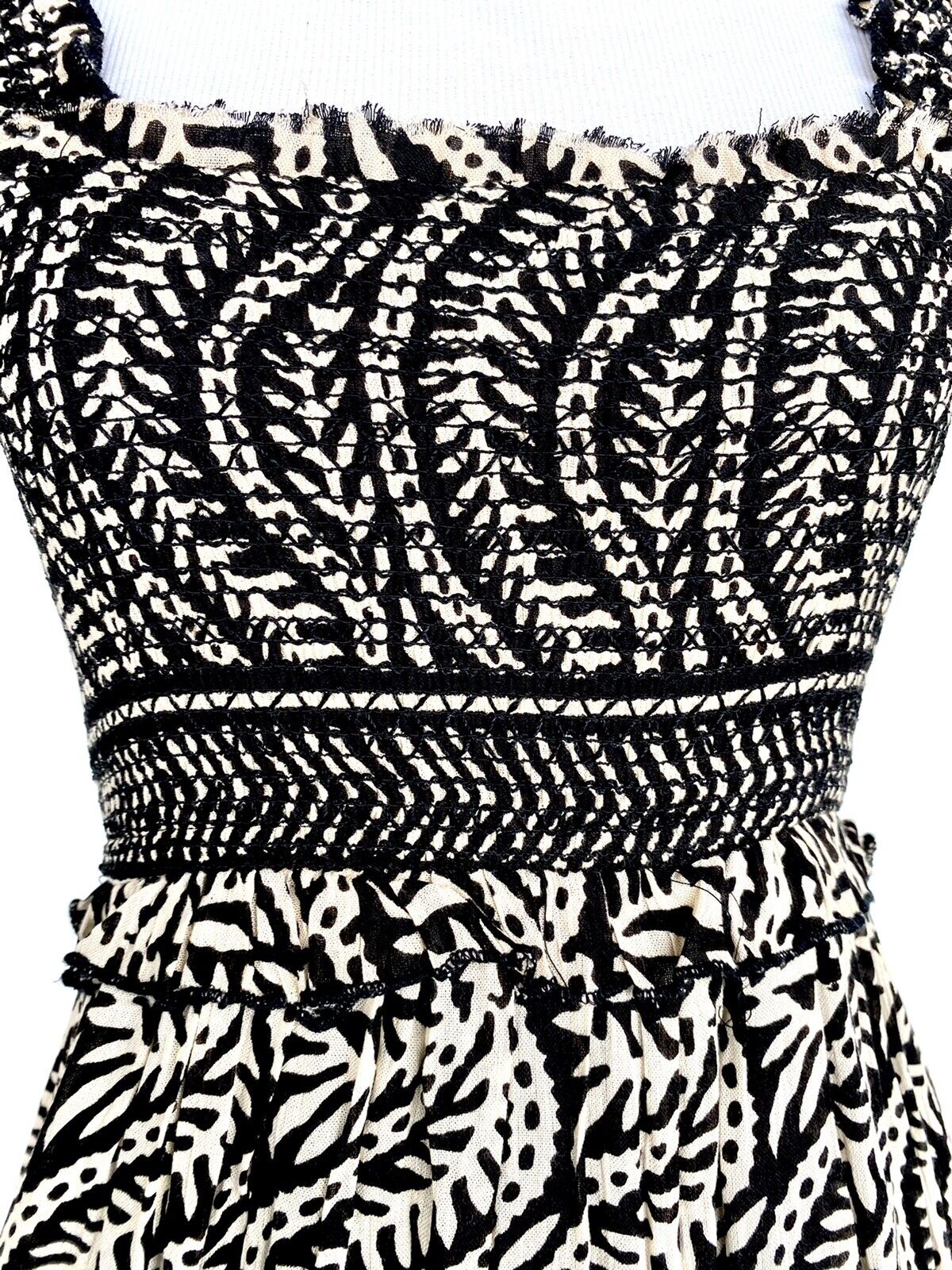 Urban Outfitters Nude & Black Smocked Jumpsuit $79 NWT Size XS Olive Leaf Print