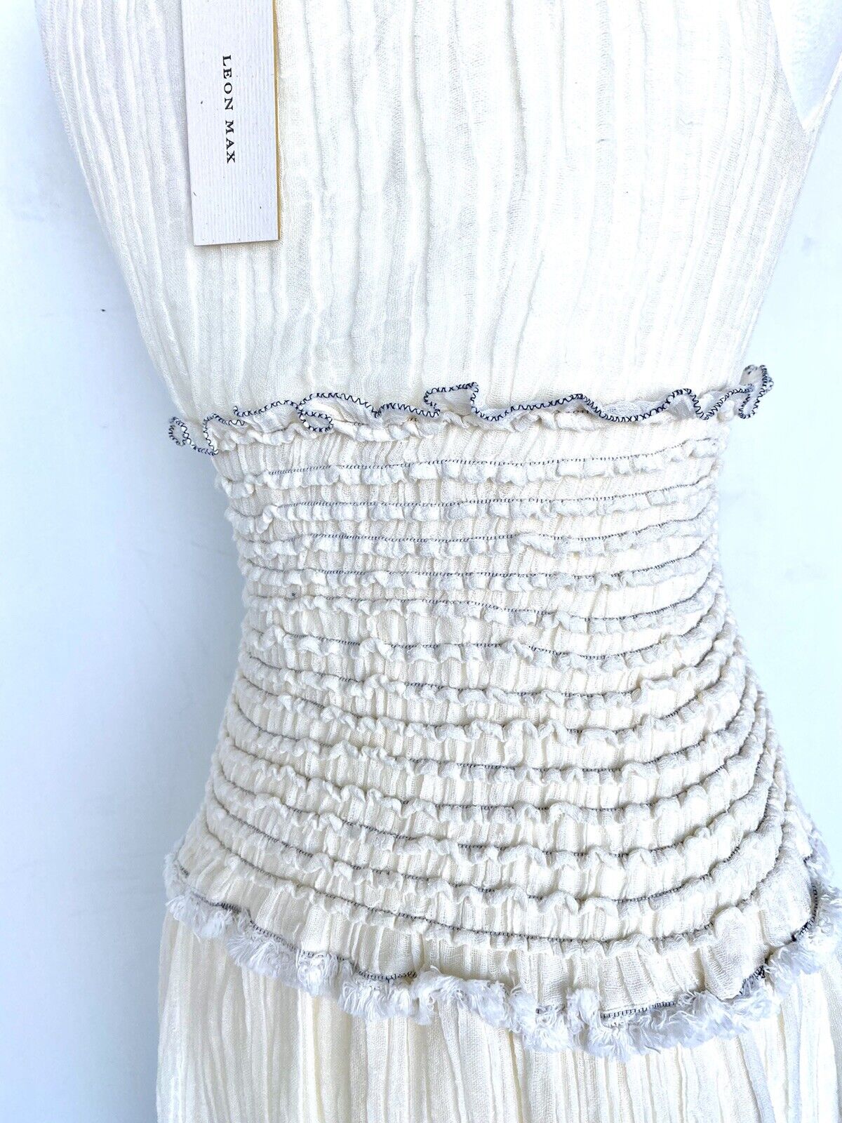 Leon max Max Studio linen smocked dress Retail $428 Price $142 XS