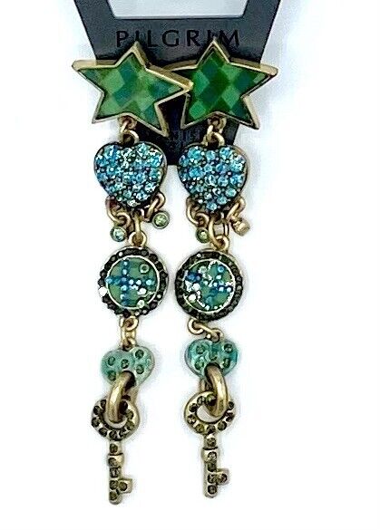 Pilgrim 14 Carat Gold Plated Swarovski Crystal Enamel Star Earrings $19