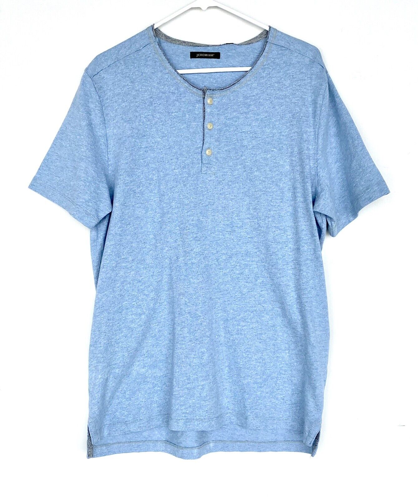 Jeremiah mens blue Henley Tee Retails $70 price $49 Medium NEW