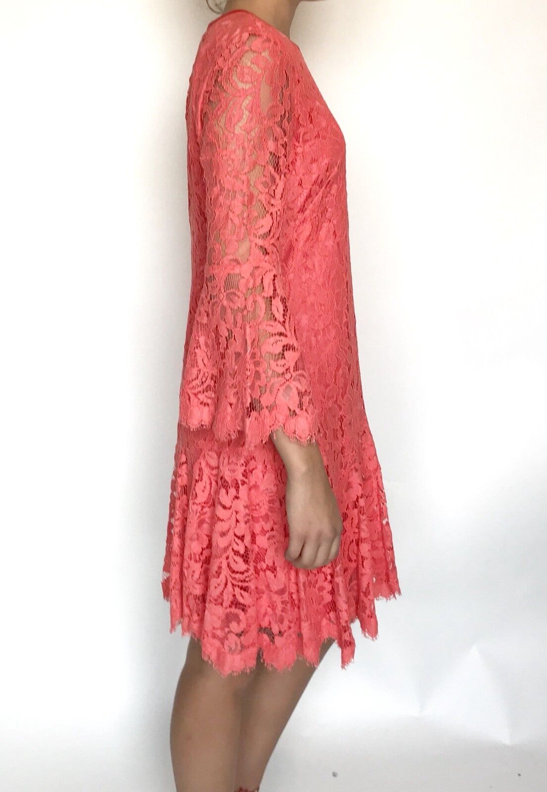 Eliza J Pink Coral Orange Lace Shift Dress NWT Retails $158 Price $69 Size 2